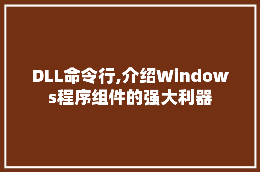 DLL命令行,介绍Windows程序组件的强大利器