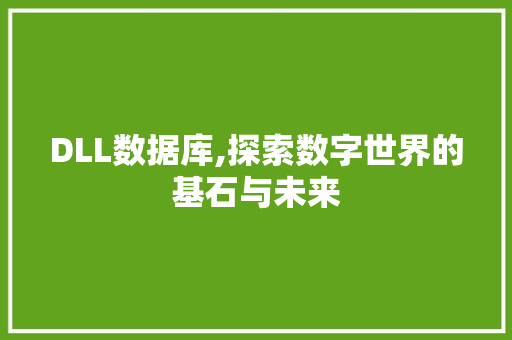 DLL数据库,探索数字世界的基石与未来