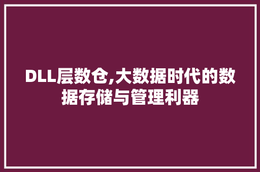 DLL层数仓,大数据时代的数据存储与管理利器 搜狗SEO
