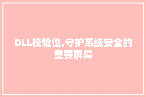 DLL校验位,守护系统安全的重要屏障 百度SEO