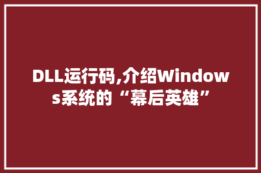 DLL运行码,介绍Windows系统的“幕后英雄”