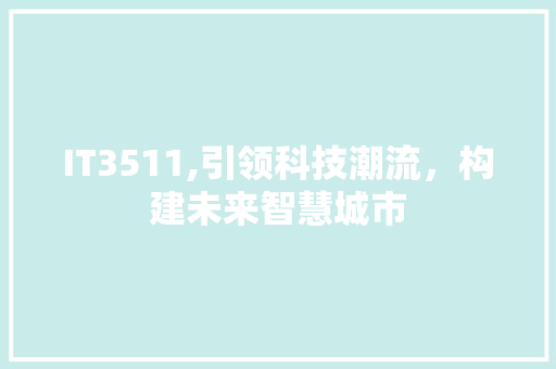 IT3511,引领科技潮流，构建未来智慧城市