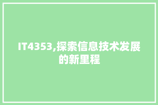 IT4353,探索信息技术发展的新里程 SEO关键词