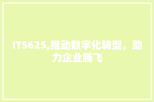 IT5625,推动数字化转型，助力企业腾飞