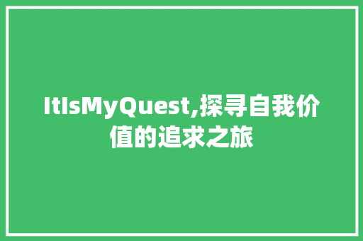 ItIsMyQuest,探寻自我价值的追求之旅 网站建设公司