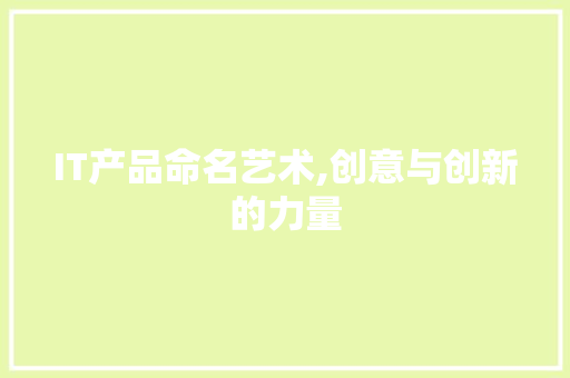 IT产品命名艺术,创意与创新的力量 搜狗SEO