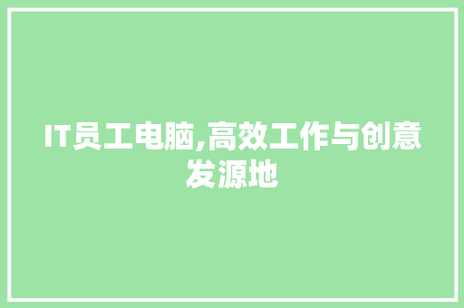 IT员工电脑,高效工作与创意发源地 神马SEO