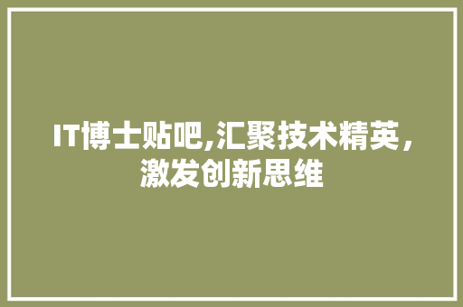 IT博士贴吧,汇聚技术精英，激发创新思维