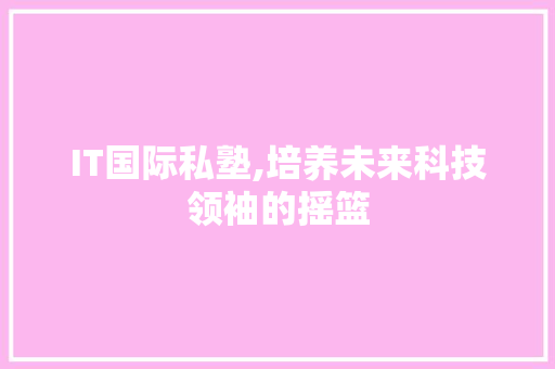 IT国际私塾,培养未来科技领袖的摇篮 SEO关键词