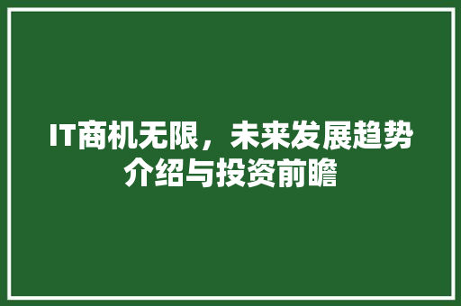 IT商机无限，未来发展趋势介绍与投资前瞻