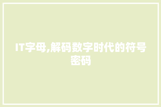 IT字母,解码数字时代的符号密码