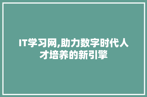 IT学习网,助力数字时代人才培养的新引擎 SEO关键词