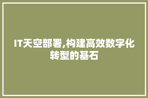 IT天空部署,构建高效数字化转型的基石