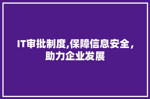 IT审批制度,保障信息安全，助力企业发展