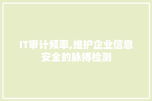 IT审计频率,维护企业信息安全的脉搏检测