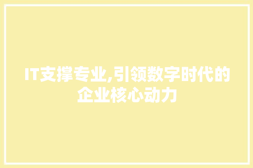 IT支撑专业,引领数字时代的企业核心动力 百度SEO