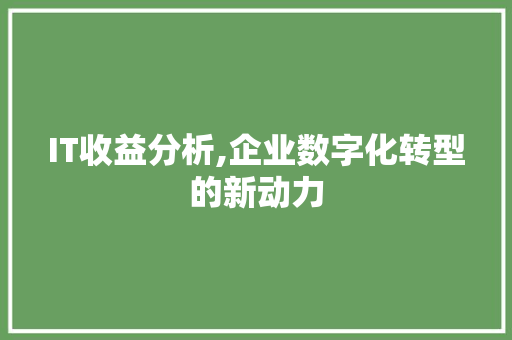 IT收益分析,企业数字化转型的新动力 百度SEO