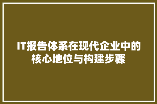 IT报告体系在现代企业中的核心地位与构建步骤 神马SEO