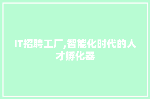 IT招聘工厂,智能化时代的人才孵化器 百度SEO