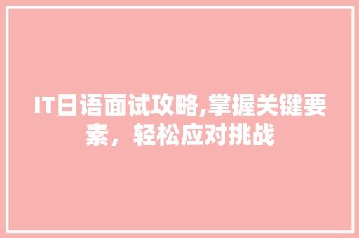 IT日语面试攻略,掌握关键要素，轻松应对挑战 网站建设公司