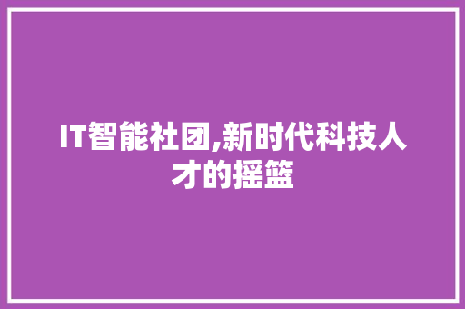 IT智能社团,新时代科技人才的摇篮 神马SEO