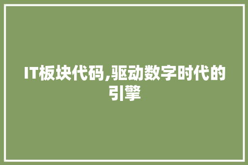 IT板块代码,驱动数字时代的引擎 百度SEO