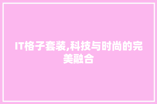 IT格子套装,科技与时尚的完美融合
