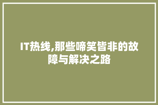 IT热线,那些啼笑皆非的故障与解决之路