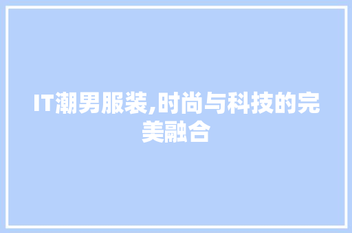 IT潮男服装,时尚与科技的完美融合 百度SEO