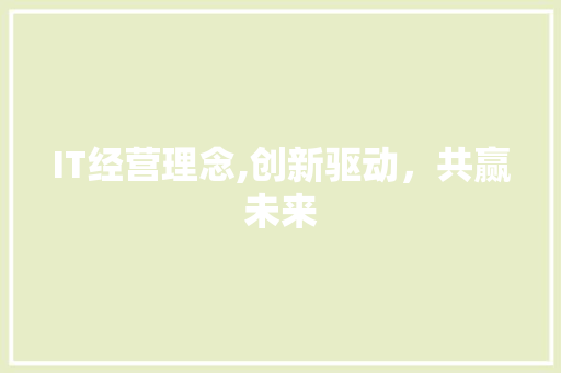 IT经营理念,创新驱动，共赢未来