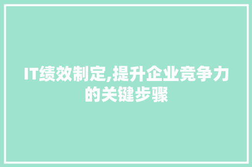 IT绩效制定,提升企业竞争力的关键步骤