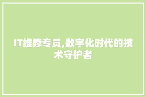 IT维修专员,数字化时代的技术守护者