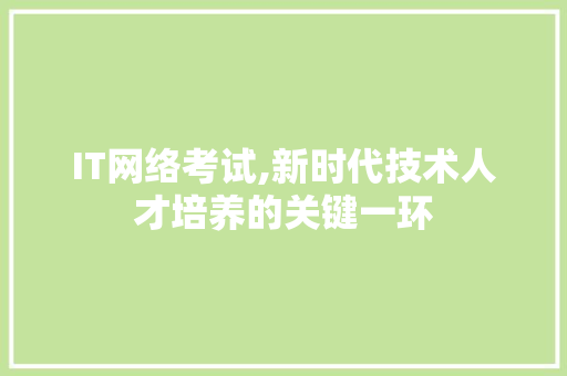 IT网络考试,新时代技术人才培养的关键一环