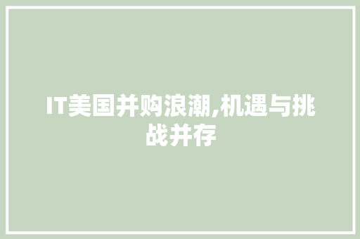 IT美国并购浪潮,机遇与挑战并存