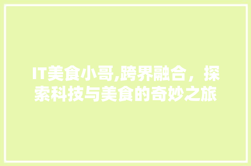 IT美食小哥,跨界融合，探索科技与美食的奇妙之旅