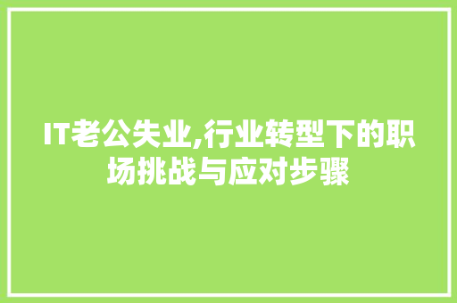 IT老公失业,行业转型下的职场挑战与应对步骤