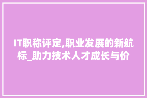 IT职称评定,职业发展的新航标_助力技术人才成长与价值实现