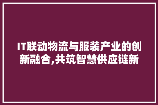 IT联动物流与服装产业的创新融合,共筑智慧供应链新篇章