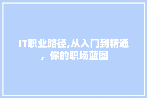 IT职业路径,从入门到精通，你的职场蓝图