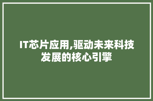 IT芯片应用,驱动未来科技发展的核心引擎