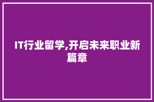 IT行业留学,开启未来职业新篇章