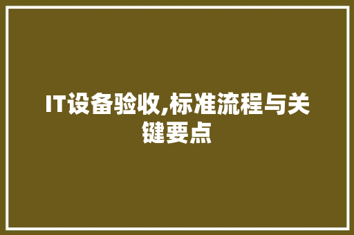 IT设备验收,标准流程与关键要点
