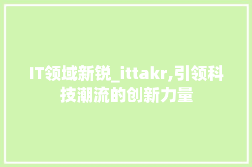 IT领域新锐_ittakr,引领科技潮流的创新力量