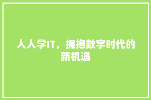 人人学IT，拥抱数字时代的新机遇