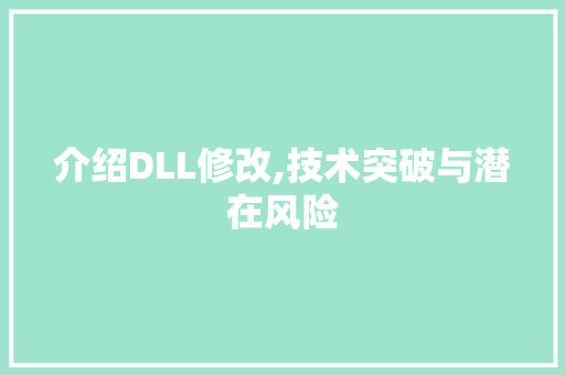 介绍DLL修改,技术突破与潜在风险