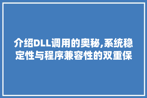 介绍DLL调用的奥秘,系统稳定性与程序兼容性的双重保障