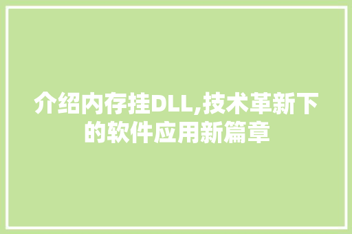 介绍内存挂DLL,技术革新下的软件应用新篇章