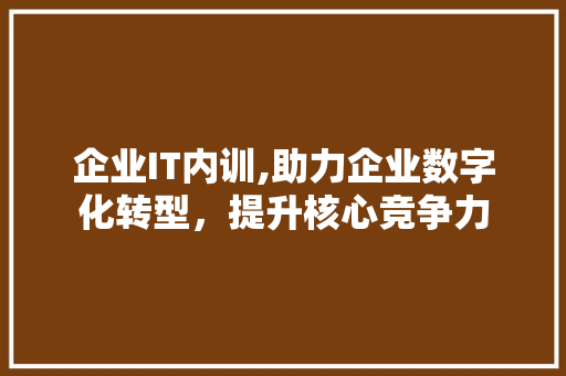 企业IT内训,助力企业数字化转型，提升核心竞争力