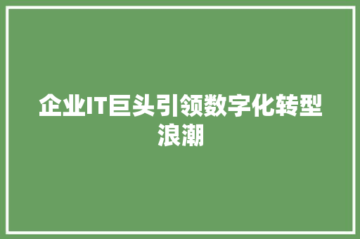 企业IT巨头引领数字化转型浪潮