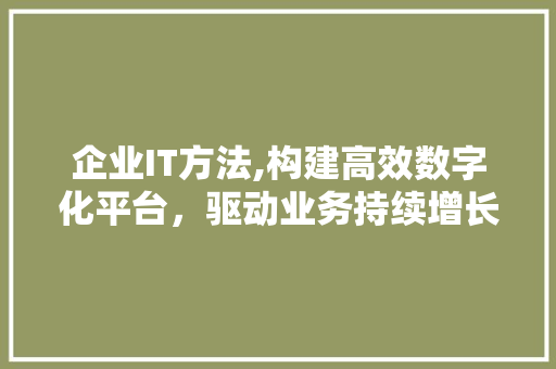 企业IT方法,构建高效数字化平台，驱动业务持续增长